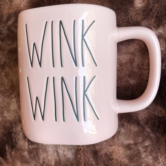 New Rae Dunn Pearly Pink “ Wink Wink “ Flirty Basic Coffee Mug - Picture 2 of 4
